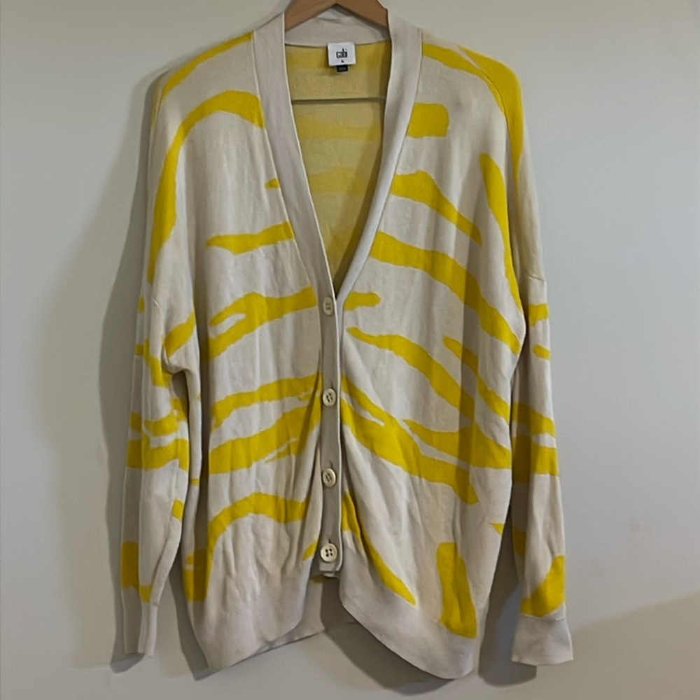CAbi Yellow and Cream Cardigan Sweater
